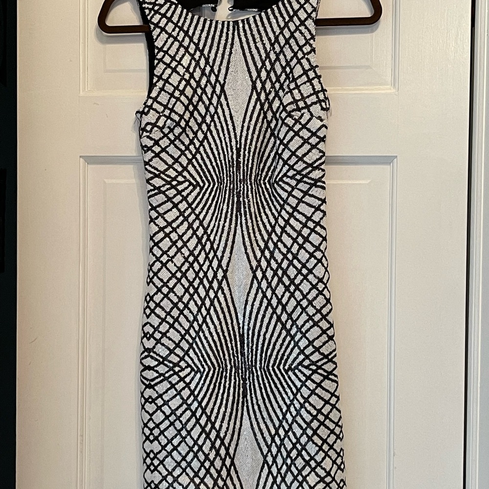 Black and white sequence cocktail dress